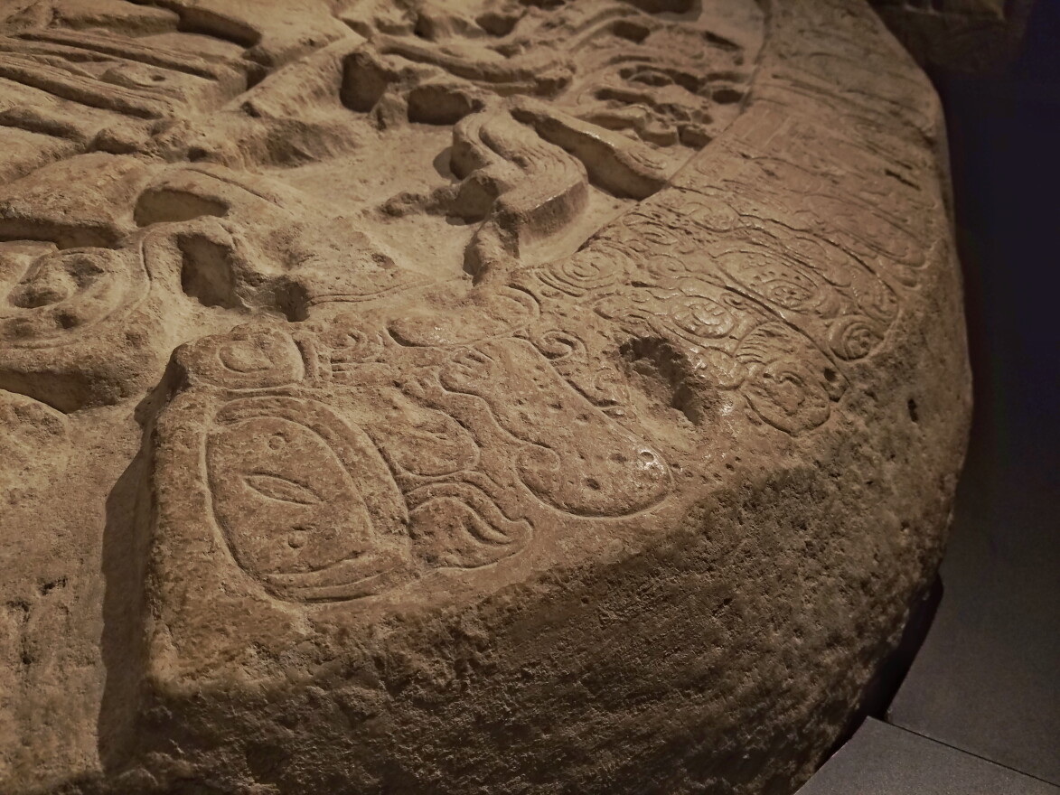 The intricately carved stone tells the king's role in overthrowing the rulers of Tikal.